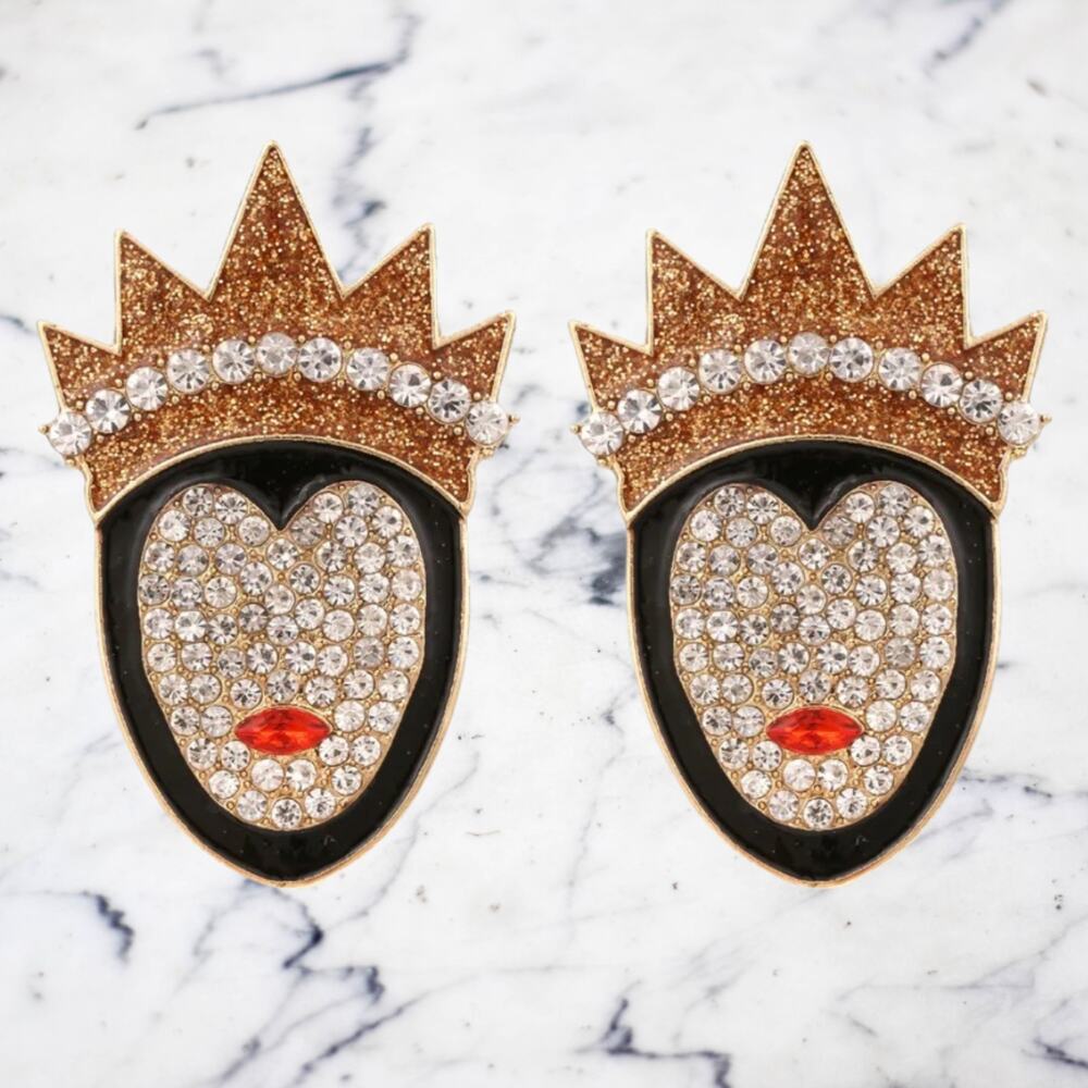 New Wicked Evil Queen Snow White Disney Villain Rhinestone Earrings Grimhilde